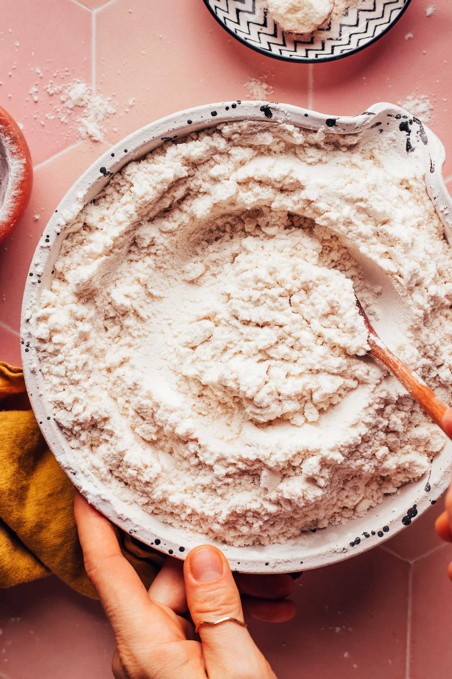 Stirring together gluten-free flours to make the best gluten-free flour blend