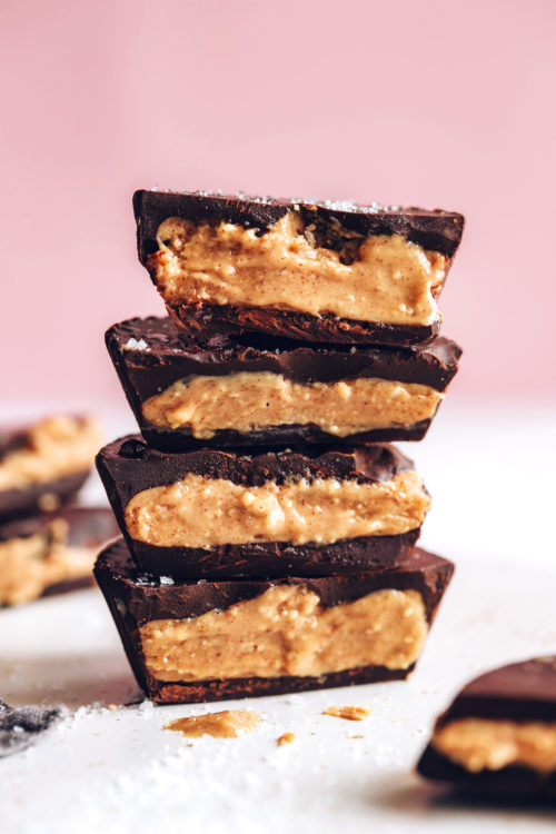 Stack of four homemade peanut butter cups