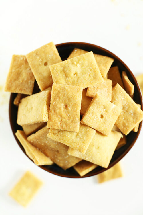 Bowl of vegan cheez-its for our back to school recipes round-up