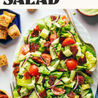Large platter filled with our vegan BLT salad recipe